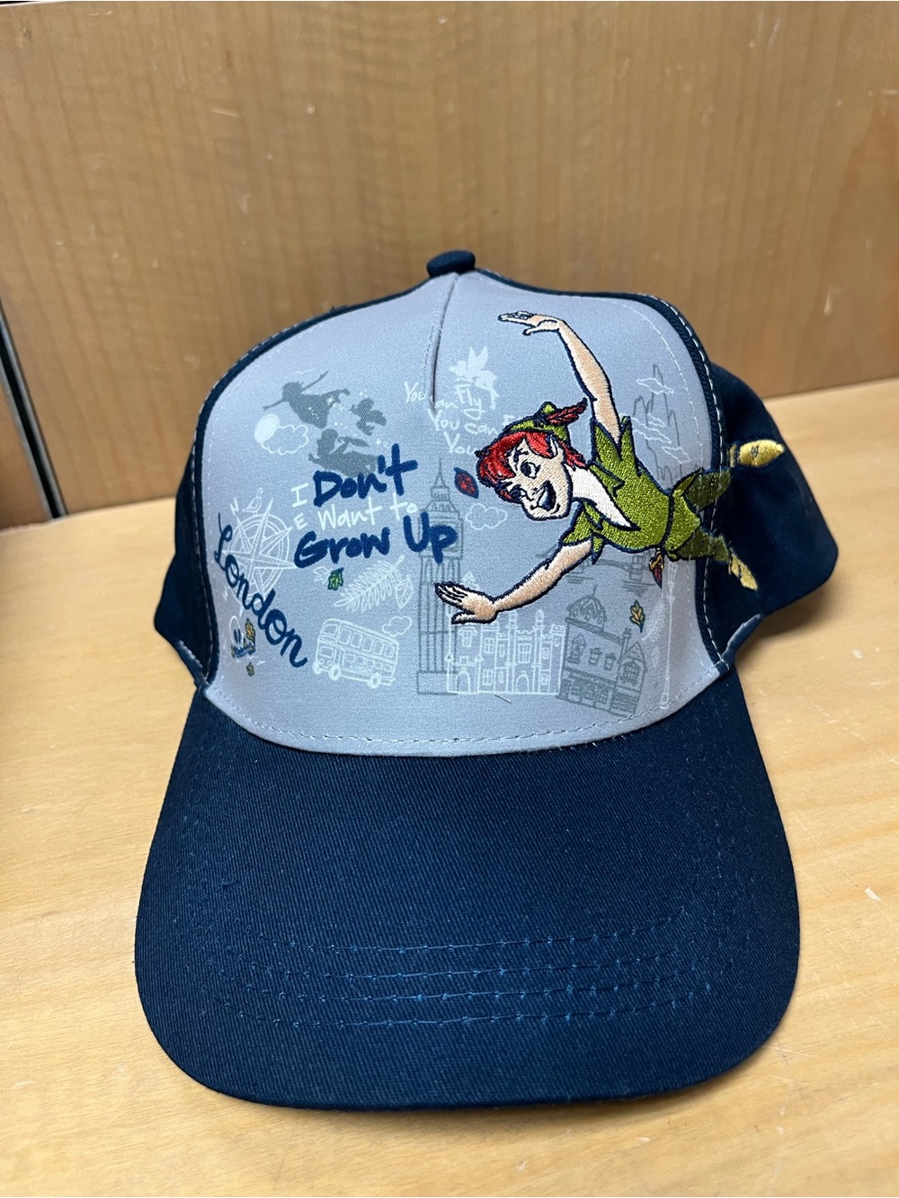 Disney Navy Peter Pan Embroidered Adult Cap Epcot London
